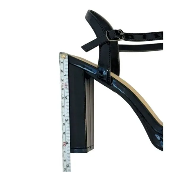 KAYLEEN / Nahlah-7 / Black Patent / Leather/  High Block Heel / Sandals