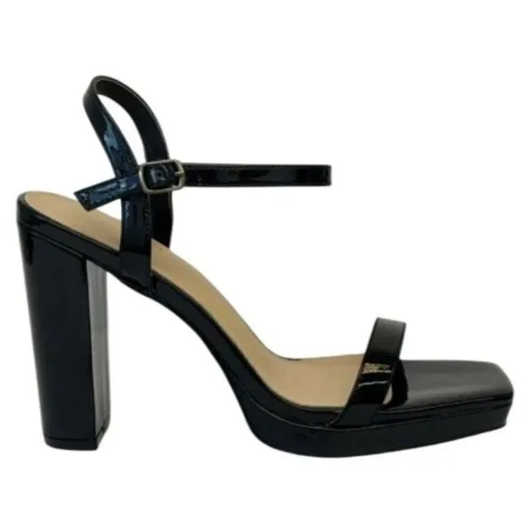 KAYLEEN / Nahlah-7 / Black Patent / Leather/  High Block Heel / Sandals