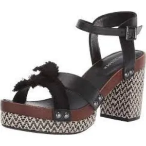 Kelsi Dagger Brooklyn FLORASV Flora Tweed Platform Open Toe Ankle Strap Heels