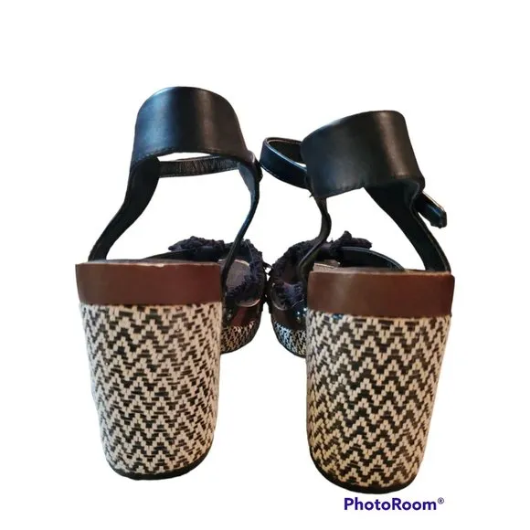 Kelsi Dagger Brooklyn FLORASV Flora Tweed Platform Open Toe Ankle Strap Heels