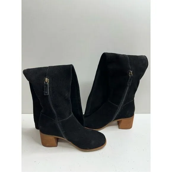 Kelsi Dagger Over the Knee Boots Womens Size 5.5 Black Suede Brooklyn Block Heel
