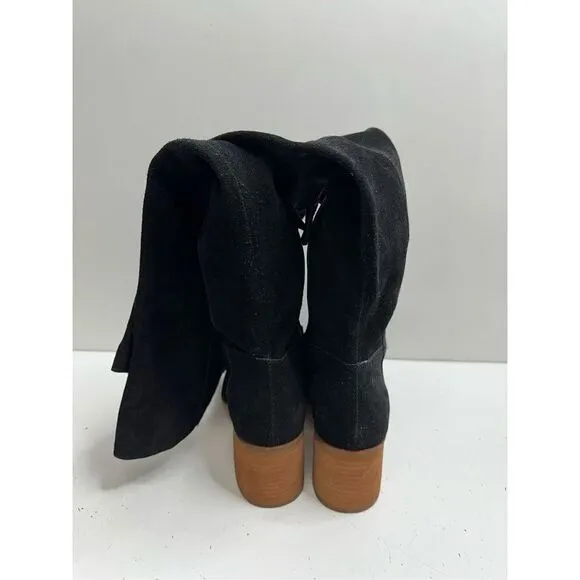 Kelsi Dagger Over the Knee Boots Womens Size 5.5 Black Suede Brooklyn Block Heel