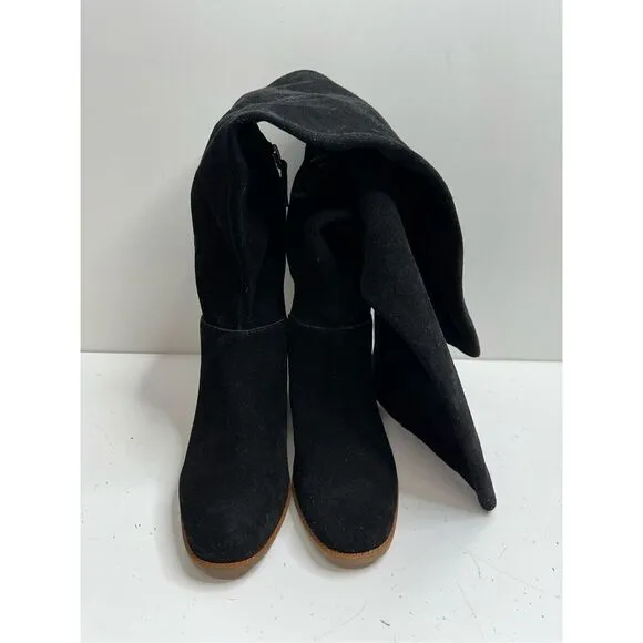 Kelsi Dagger Over the Knee Boots Womens Size 5.5 Black Suede Brooklyn Block Heel