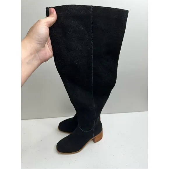 Kelsi Dagger Over the Knee Boots Womens Size 5.5 Black Suede Brooklyn Block Heel