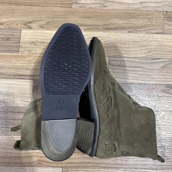 Kelsi Dagger‎ Women's Suede Western Brooklyn Cliff Booties Olive Green Size 7.5