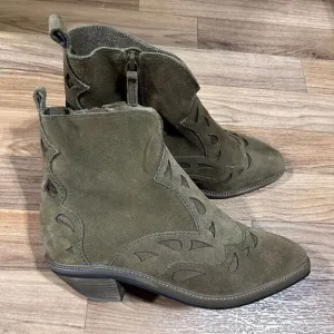 Kelsi Dagger‎ Women's Suede Western Brooklyn Cliff Booties Olive Green Size 7.5