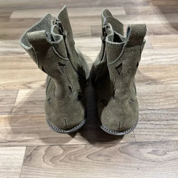Kelsi Dagger‎ Women's Suede Western Brooklyn Cliff Booties Olive Green Size 7.5