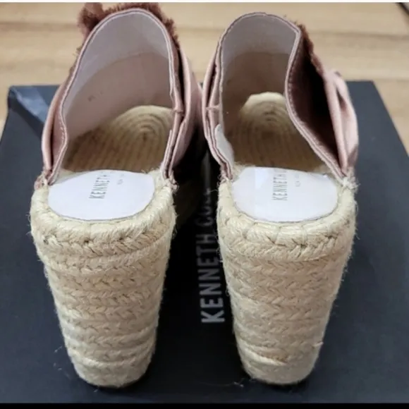 Kenneth Cole Odelle 2 Espadrille Sandals Blush Pink Metallic Satin Twisted Knot