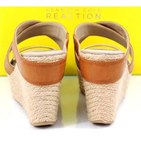 Kenneth Cole Reaction Oscar Rent Her Platform Wedge Sandals Light Gold Size 7