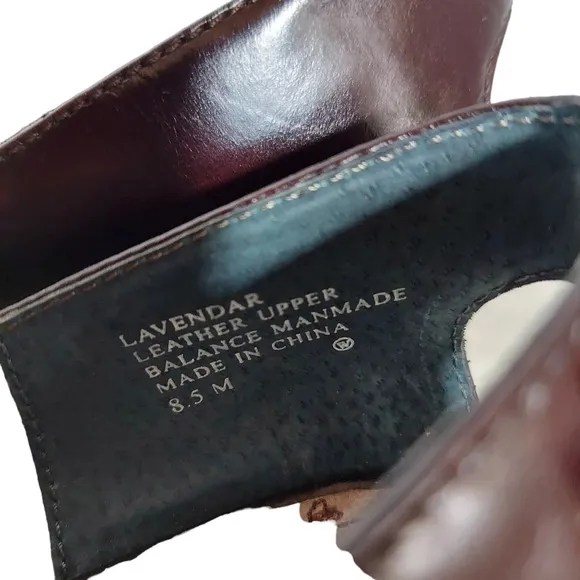 Kenzie Leather‎ Sculptured Wedge Peep Toe Heels Burgundy Brown Color Unique