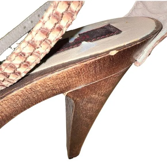 Kenzo wood heel accent detail ankle strap heels size 40 EU 8 US drop ball