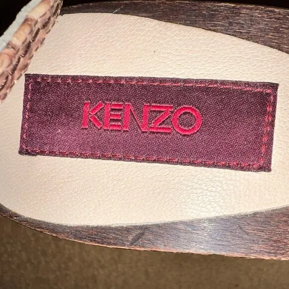 Kenzo wood heel accent detail ankle strap heels size 40 EU 8 US drop ball