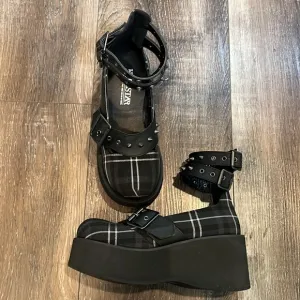 Killstar Bloody Mary Ash Tartan platform shoes