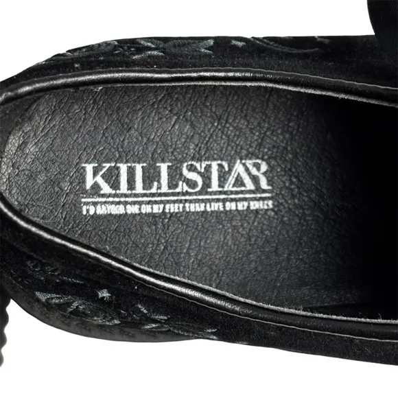Killstar Luci-Fairy Creeper Platform Shoes Black Embroidered Goth Size 9