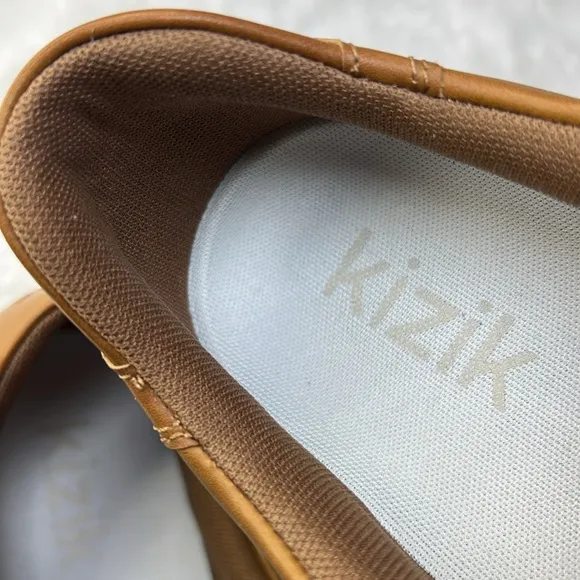 KIZIK Vegas Leather Hands Free Shoe Chestnut Step In Slip On Travel Airport 11.5