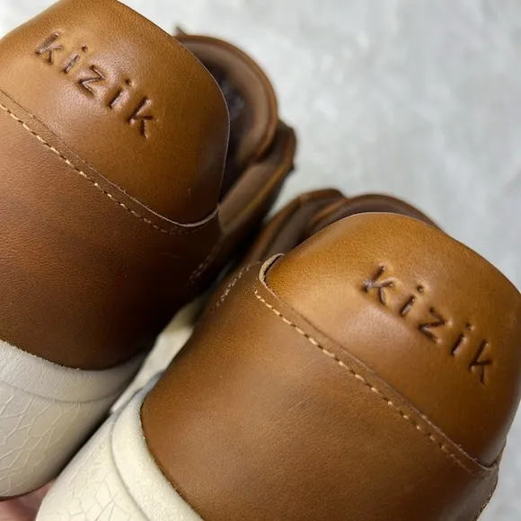 KIZIK Vegas Leather Hands Free Shoe Chestnut Step In Slip On Travel Airport 11.5