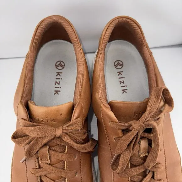 Kizik Vegas Sneakers Men’s 12 Women’s 13.5 Brown Leather Lace Up Casual Shoes