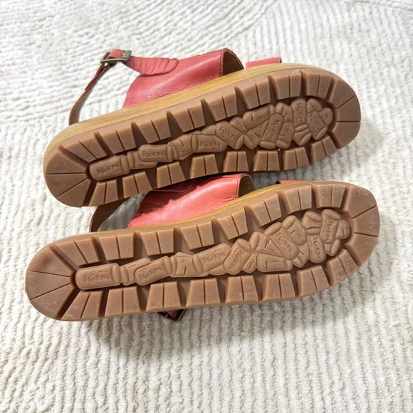 Kork-Ease Fraya Woven Leather Platform Wedge Sandals Mauve Red Size 10