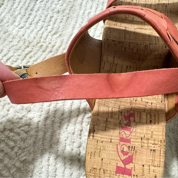Kork-Ease Fraya Woven Leather Platform Wedge Sandals Mauve Red Size 10