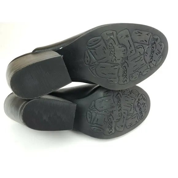 Kork Ease Greer Wedge Sandals Womens 9 M Black Leather Platform Slide Clog Shoes