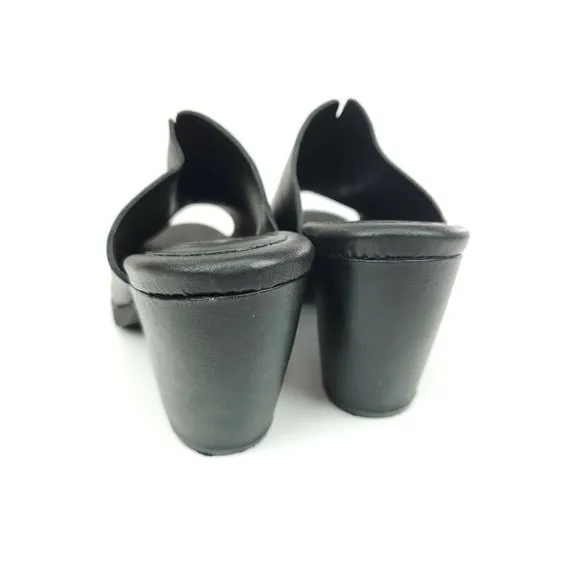 Kork Ease Greer Wedge Sandals Womens 9 M Black Leather Platform Slide Clog Shoes