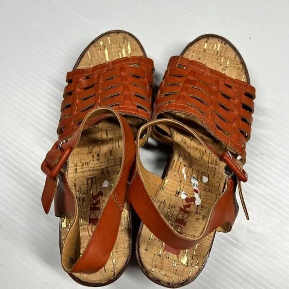 Korks by Kork-Ease Womens Size 6M Burnt Orange Strappy Marley Wedge Sandals