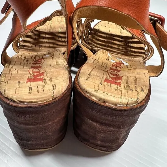 Korks by Kork-Ease Womens Size 6M Burnt Orange Strappy Marley Wedge Sandals