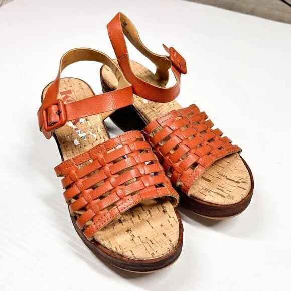 Korks by Kork-Ease Womens Size 6M Burnt Orange Strappy Marley Wedge Sandals