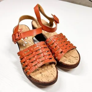 Korks by Kork-Ease Womens Size 6M Burnt Orange Strappy Marley Wedge Sandals