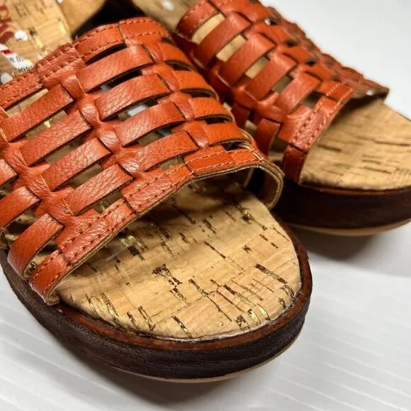 Korks by Kork-Ease Womens Size 6M Burnt Orange Strappy Marley Wedge Sandals