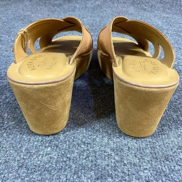 Korks Ease Lana Criss Cross Sandals 9 Beige Natural Leather Wedge NEW