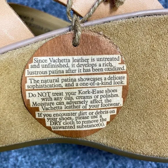 Korks Ease Lana Criss Cross Sandals 9 Beige Natural Leather Wedge NEW