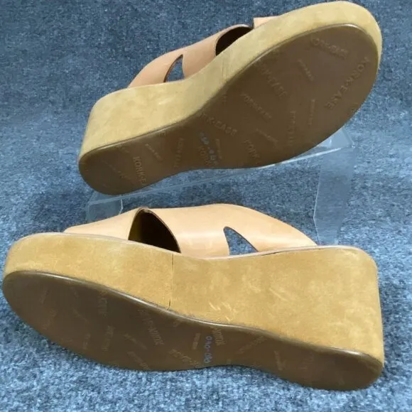 Korks Ease Lana Criss Cross Sandals 9 Beige Natural Leather Wedge NEW