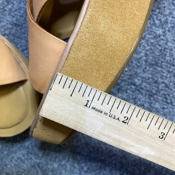 Korks Ease Lana Criss Cross Sandals 9 Beige Natural Leather Wedge NEW