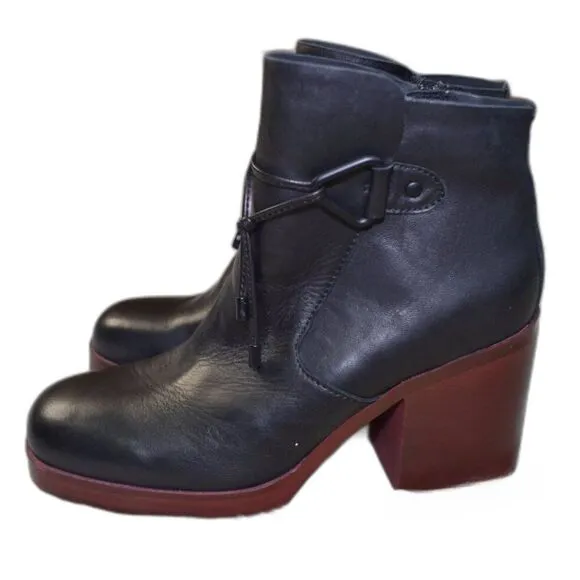 Korks Mertle Boots Womens Size 9.5 Black Leather Block Heel Platform Bootie