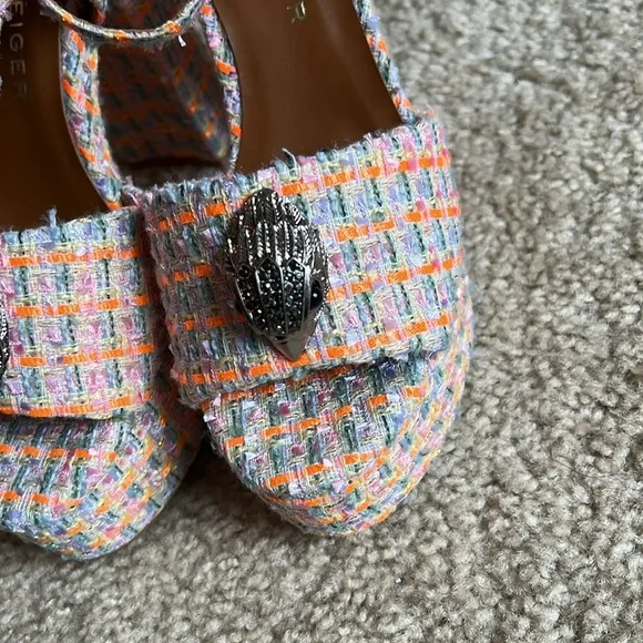 Kurt Geiger Kensington Platform tweed sandal heel Strappy Orange purple 36 40