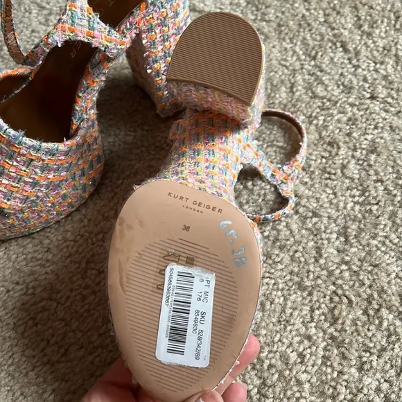 Kurt Geiger Kensington Platform tweed sandal heel Strappy Orange purple 36 40