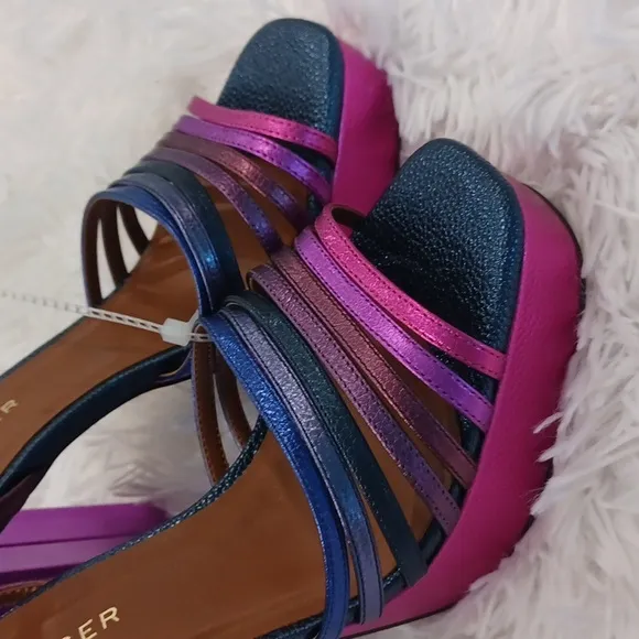 Kurt Geiger London Perria Purple Rainbow Platform Sandals SZ EU 41 FLAW
