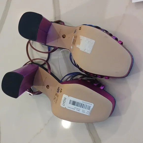 Kurt Geiger London Perria Purple Rainbow Platform Sandals SZ EU 41 FLAW