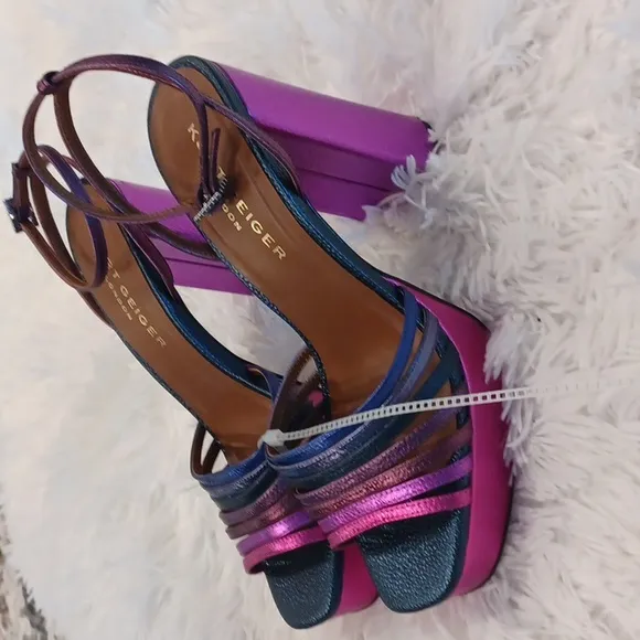 Kurt Geiger London Perria Purple Rainbow Platform Sandals SZ EU 41 FLAW