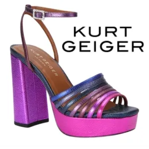 Kurt Geiger London Perria Purple Rainbow Platform Sandals SZ EU 41 FLAW