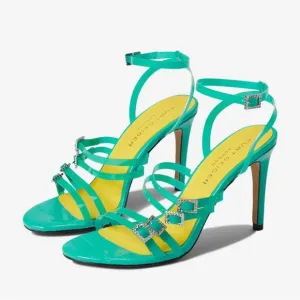 Kurt Geiger London Pierra turquoise vinyl ankle strap sandals NWT