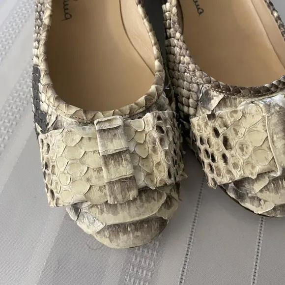 La Calzoleria Italiana bow‎ snake print shoes women with heels