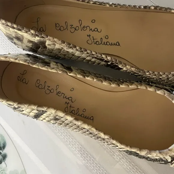 La Calzoleria Italiana bow‎ snake print shoes women with heels