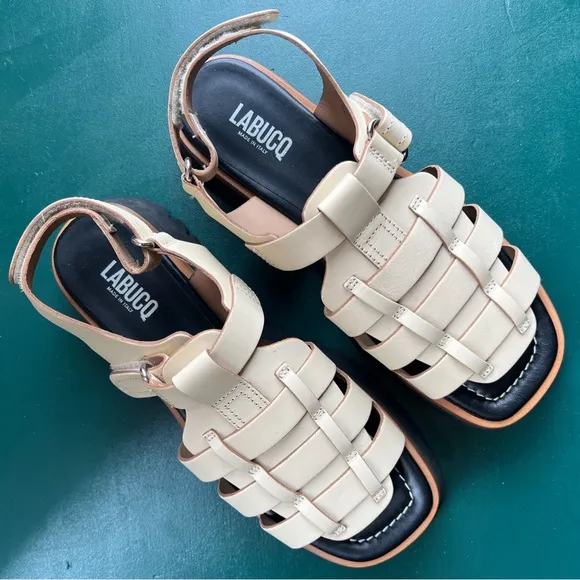 Labucq Boomer Cream Sandals in Size 41