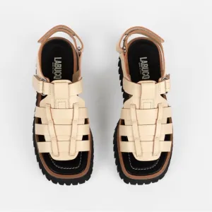 Labucq Boomer Cream Sandals in Size 41