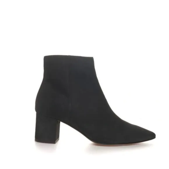 L'AGENCE NEW Jeanne Block Heel Bootie Charcoal Gray Pointed Toe Size 6 US 36