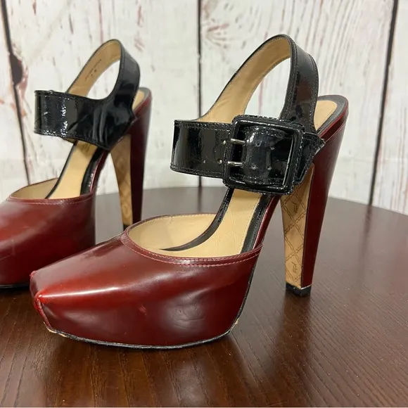 L.A.M.B. by Gwen Stefani HAMURA women’s Platform Heels  Black red Vintage Y2K 7B