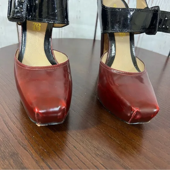 L.A.M.B. by Gwen Stefani HAMURA women’s Platform Heels  Black red Vintage Y2K 7B