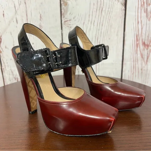 L.A.M.B. by Gwen Stefani HAMURA women’s Platform Heels  Black red Vintage Y2K 7B